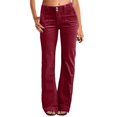 thumbnail image 2 of Women's Mid Waist Straight Leg Pants, Corduroy Wide Leg Trousers, Casual Yoga Pants, Breathable Everyday Pants, Lightweight Lounge Pants, Fashion Pants Wine M, 2 of 5