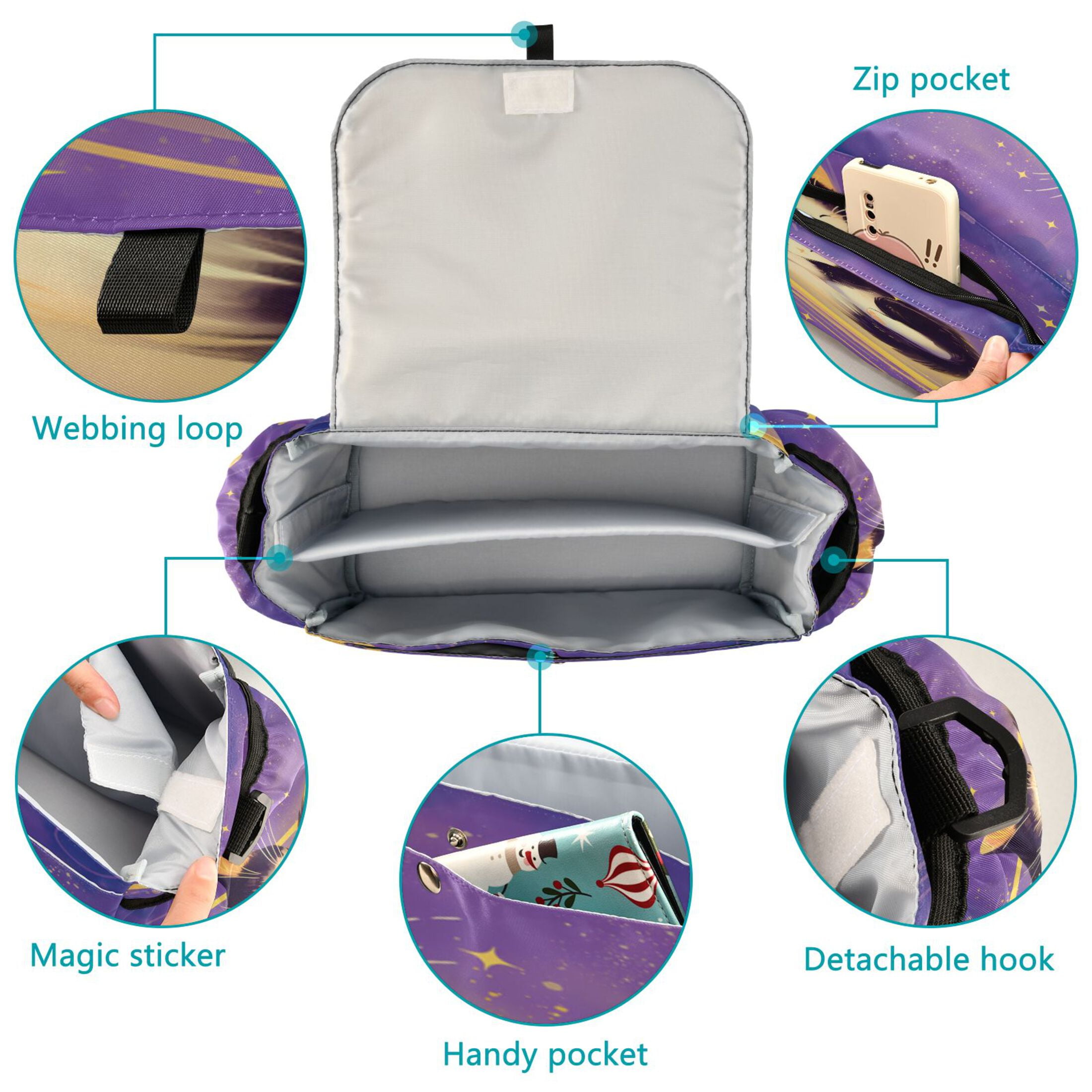 DIXRUYEE Stroller Organizer Cosmic Cat Printed