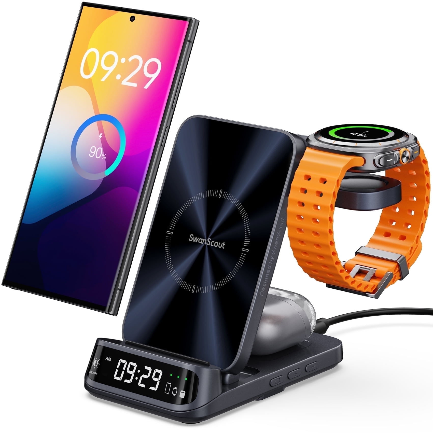 Samsung Wireless Charger Trio, Black with Gear Base for