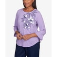 thumbnail image 6 of Alfred Dunner Womens Petite Floral Embroidery Flutter Sleeve Top, 6 of 6