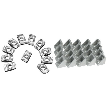 

100 Pcs M5 Hammer Nut Connector T Fastener Sliding Nut & 20Pcs Corner Fitting Angle Connector Bracket Fastener Match