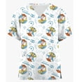 thumbnail image 4 of Camiseta de uniforme de trabajo de enfermera Camiseta de uniforme de trabajo de mujer Camiseta de manga corta con cuello en V Estampado de Toy Story de Disney Bolsillo de manga corta, 4 of 5