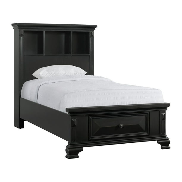 Picket House Trent Twin Storage Bookcase Bed with USB in Black
