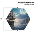 thumbnail image 3 of Pofeuu Moonlit Sea Sailboat Print Leather Coasters Set of 6, Round Cups Mugs Mat Pad for Home Kitchen Heat Resistant Drink Coasters,Hexagon, 3 of 7