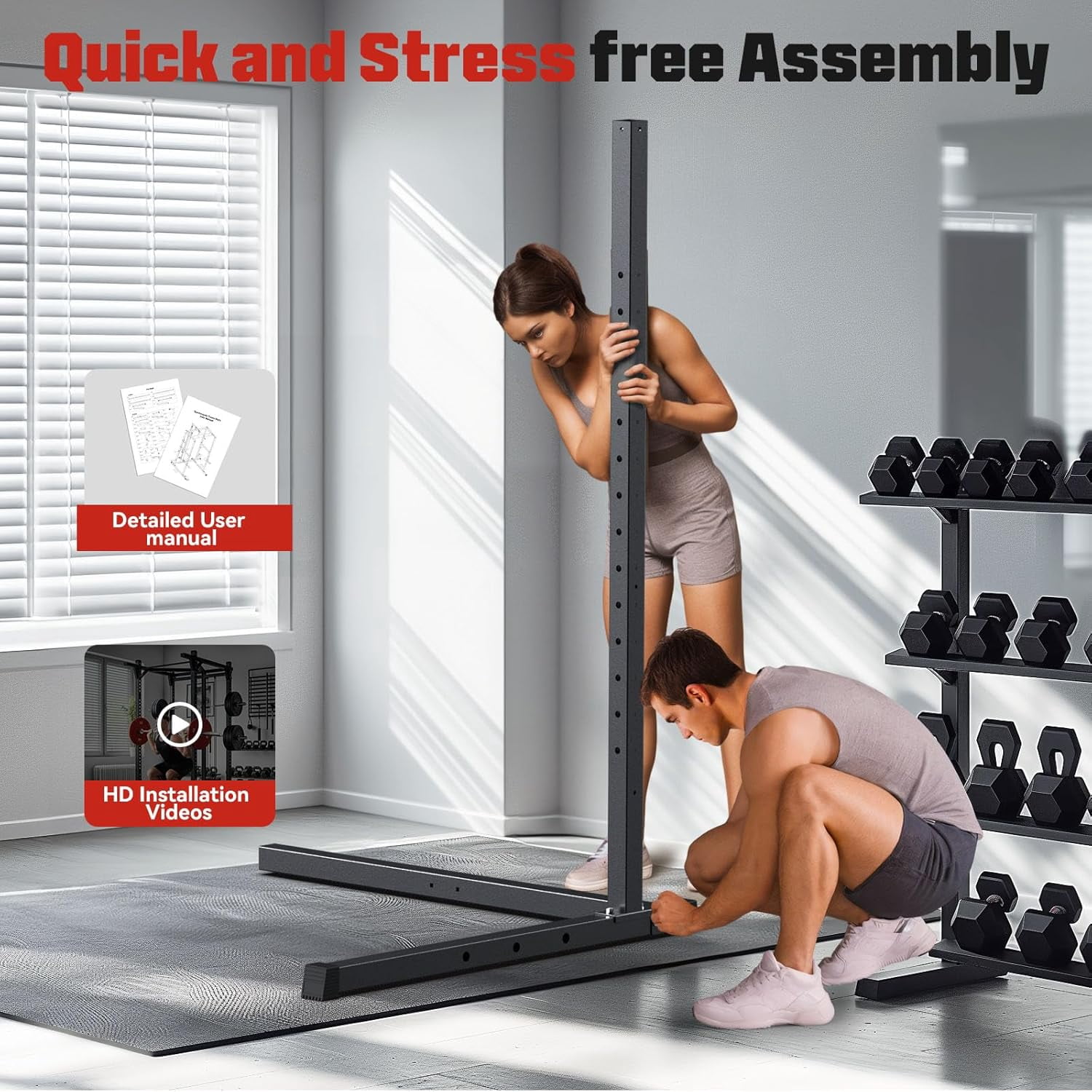 Sportsroyals Power Cage,1200lbs Multi-Function Power Rack with Adjustable Cable Crossover System Weight Cage for Home Gym,Red