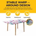 thumbnail image 4 of Blue Pink Flowers Table Cloths for 6 Foot Rectangle Tables, Spring Garden Floral Gray Wooden Patio Waterproof Elastic Fitted Tablecloths, Washable Rectangular Table Cover for Camping, 4 of 8