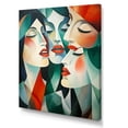 thumbnail image 2 of Designart "Cubist Remake of Demoiselles d'Avignon I" Fashion Canvas Wall Art - Glam Red Woman Entryway Wall Art Print, 2 of 6