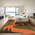 thumbnail image 3 of ODIKA 2'x3' Machine Washable Non-Slip Area Rug, Wildlife Trail Interlocking Design With Soaring Eagles and River Valleys High Traffic Rug with Pad, Orange, 910870, 3 of 8