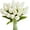 White, variant on TETOU 20Pcs PU Fake Tulips Artificial Flowers, 13" Silk Flower Assorted Colors for Mother's Day Easter Valentine’s Day Gifts Home Kitchen Wedding Decoration - White