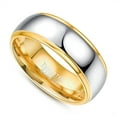 thumbnail image 2 of 8mm Tungsten Ring Men's Wedding Bands Domed Tungsten Ring in Polished Gold Plated Finish, 2 of 3