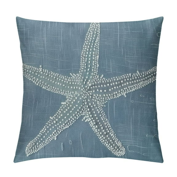 Creowell Seafoam Blue Starfish Pillow Cover Pillow Covers , Coastal Throw Pillow Covers Beach Pillowcase Coastal Decor for Indoor Outdoor Home Sofa Bedroom Living Room