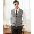 thumbnail image 2 of Kallspin Men's Wool Blend Cable-Knit V Neck Sleeveless Cardigan Vest Sweater(Light Gray,3X-Large), 2 of 8