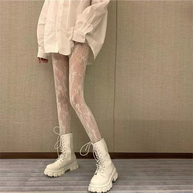 Bas Aguichant en Dentelle pour Femmes Chaussettes Genou Anti-Accrocs Collants Résille Boîte de Nuit Fête Fleur Filet Creux Bas de Compression 20 OPP Carte