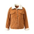 thumbnail image 5 of Women's Winter Sherpa Lined Corduroy Coat Button Down Warm Jacket Outerwear(Big & Tall,Adult), 5 of 5
