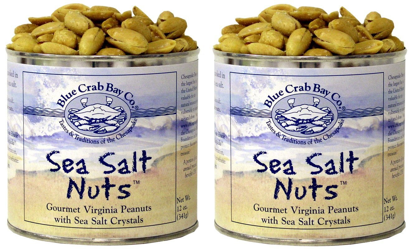 Blue Crab Bay "Sea Salt Nuts" Peanuts - 12 oz. Tin (Pack of 2)