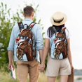 thumbnail image 4 of Disketp Christmas Horse print Canvas Backpack Lightweight Travel Daypack Student Rucksack Laptop Backpack-, 4 of 5