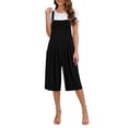 thumbnail image 4 of Cropped Overalls for Women Soft Wide Strap Pleated Front Casual Culotte Romper Capris with Pockets Black XXL, 4 of 6