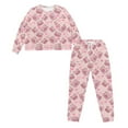 thumbnail image 5 of FOR U DESIGNS Pink Pig Women's Long Sleeve Drawstring Pajamas Set 2 Pack Size L Sleepwear Long Pants for Women Nightwear Crew Neck Tops Jogger Loungewear for Women, 5 of 6