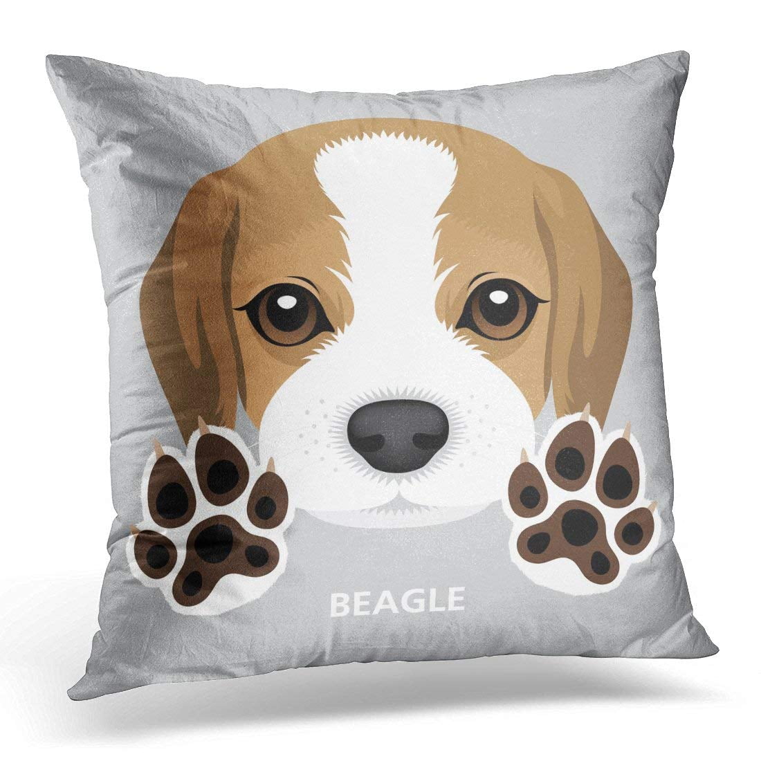 CMFUN White Breed Portrait of Beagle Puppy Dog Paw Face Pillow Case