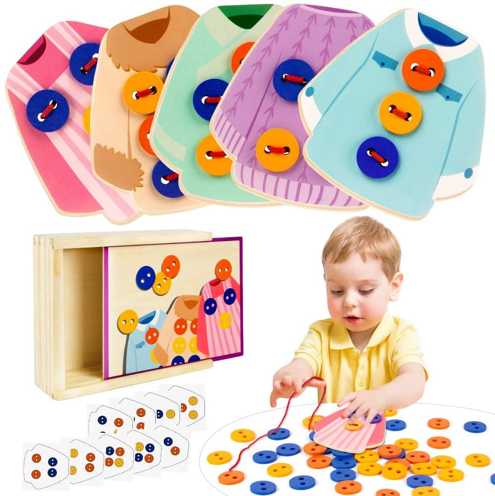 Threading Button Beads Lacing Board For Kids Children Montessori Education Z 