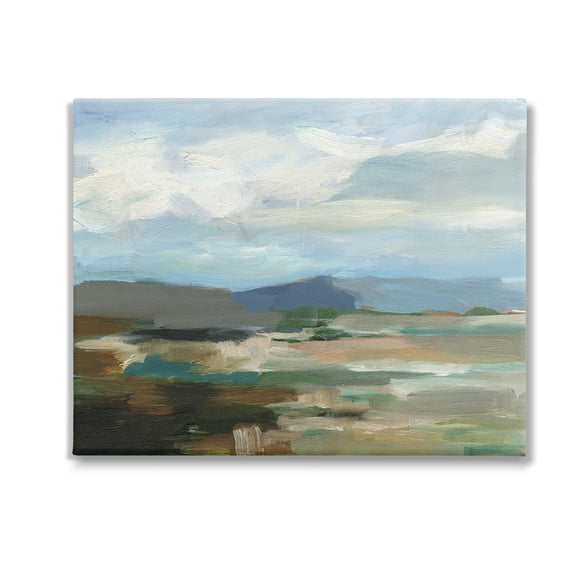 Stupell Industries Abstract Cloudy Mountains Landscape Painting Gallery Wrapped Canvas Art Print Wall Art, 20 x 16
