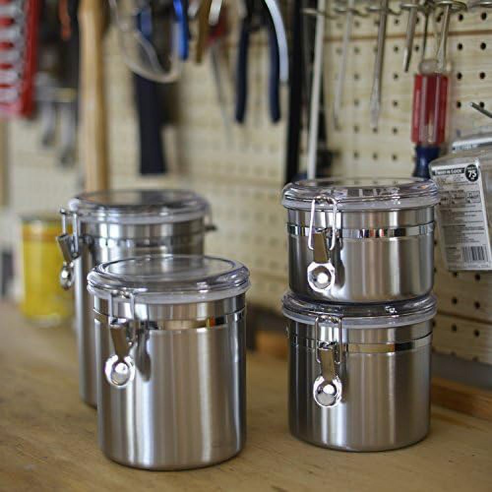 Anchor Hocking Round Stainless Steel Canister Set with Clear Acrylic Lid and Locking Clamp, 4-Piece Set - Piece Stainless Steel Canister Set - image 5 of 7