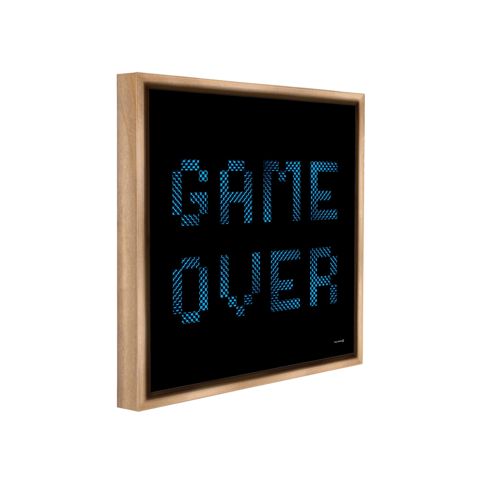 Stupell Industries Game Over Pixel Phrase Typography Painting Brown Floater Framed Canvas Art Print Wall Art, 25 x 25