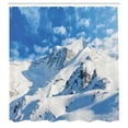 thumbnail image 3 of Ambesonne Winter Shower Curtain, Snowy Mountain Ski, 69"Wx84"L, White Blue, 3 of 5