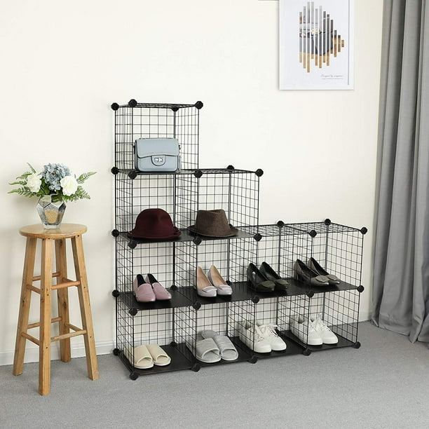 12 Cube Metal Wire Cube Storage DIY Closet Shelf Organizer