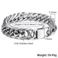 thumbnail image 2 of Hermah 15mm Wide 8 inch Curb Cuban Rombo Mens 316L Stainless Steel Chain Bracelet Silver, 2 of 4