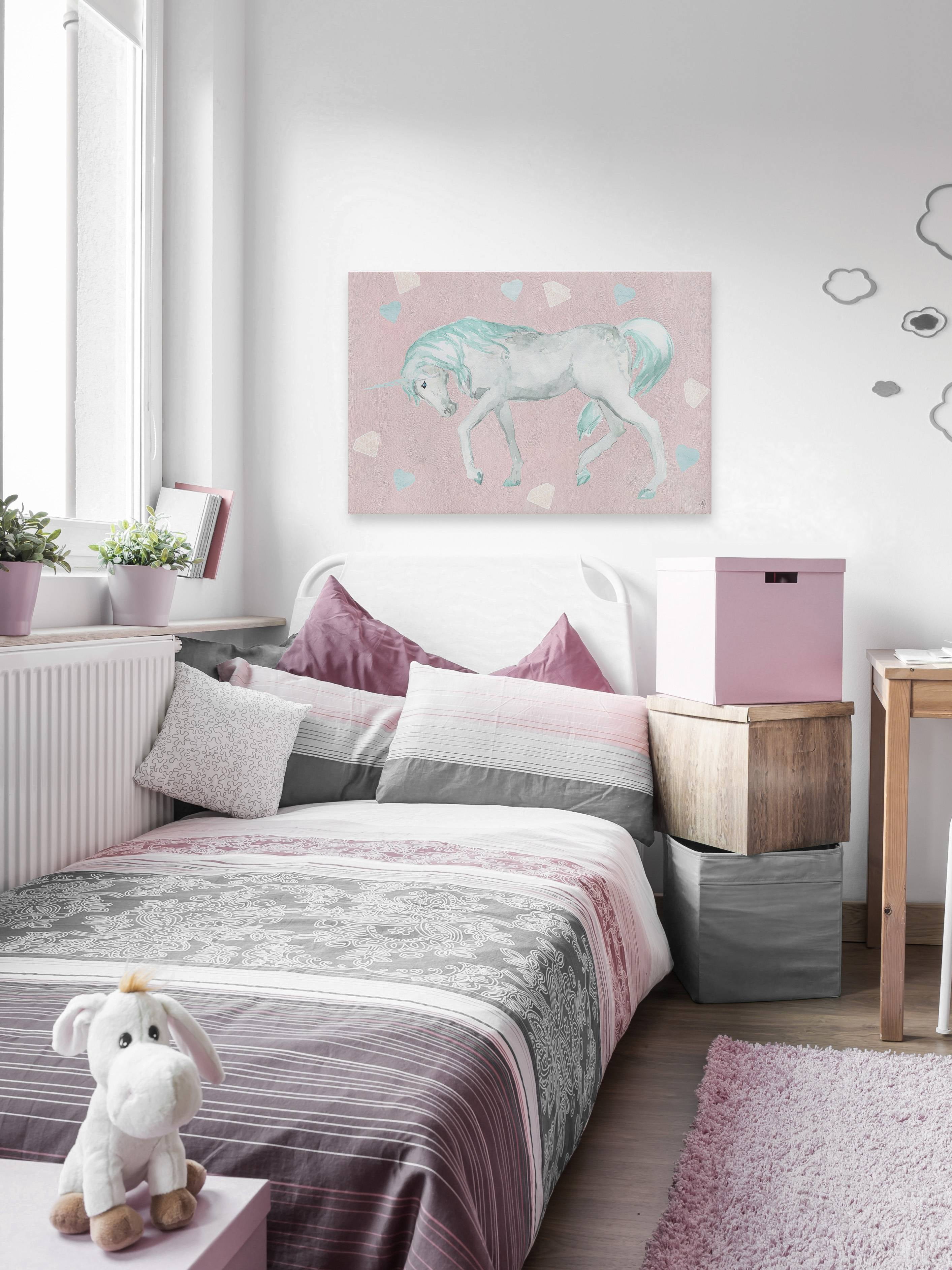 Marmont Hill Green Pastel Unicorn Canvas Wall Art