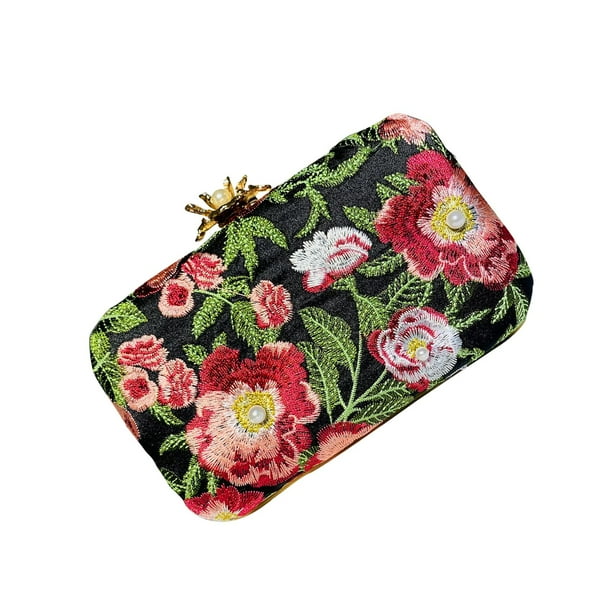 Elegante bolso de noche bordado Bolso de mano de noche con monedero con correa de cadena para mujer jinwen Embrague del bolso