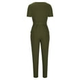 thumbnail image 4 of Abomasnow Jumpsuits for Women Casual Summer Short Sleeve V Neck Drawstring Waist Long Pants One Piece Rompers with Pockets, 4 of 5
