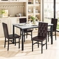 thumbnail image 3 of Baxluxe four-person dining table and chair set, marble kitchen dining table and chair set, equipped with leather cushioned dining chairs, suitable for kitchens and restaurants, apartments brown/grey, 3 of 6