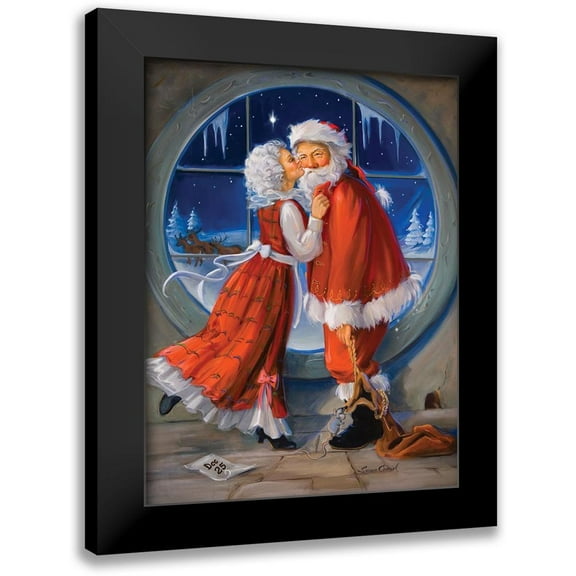 Comish, Susan 12x14 Black Modern Framed Museum Art Print Titled - Mrs. Claus Kiss
