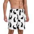 thumbnail image 2 of Kdxio Black Rabbit Print Mens Sleep Shorts Bottoms Soft Comfy Pajama Wear Pants with Drawstring Pockets, 2 of 7