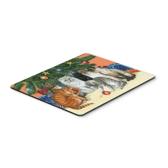 Cats under the Christmas Tree Mouse Pad Hot Pad or Trivet