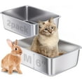 thumbnail image 5 of Heavy-Duty Stainless Steel Cat Litter Box, 18"x14"x6" Large Metal Tray, Odorless Non-Stick Easy-Clean Surface, Low-Maintenance Pan for Adult & Large Breed Cats, 5 of 15