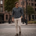 thumbnail image 3 of AZoiNM Men's Henley Neck Long Sleeve T-Shirt Soft Stretch Slim Fit 4 Button Placket Casual Top, 3 of 10