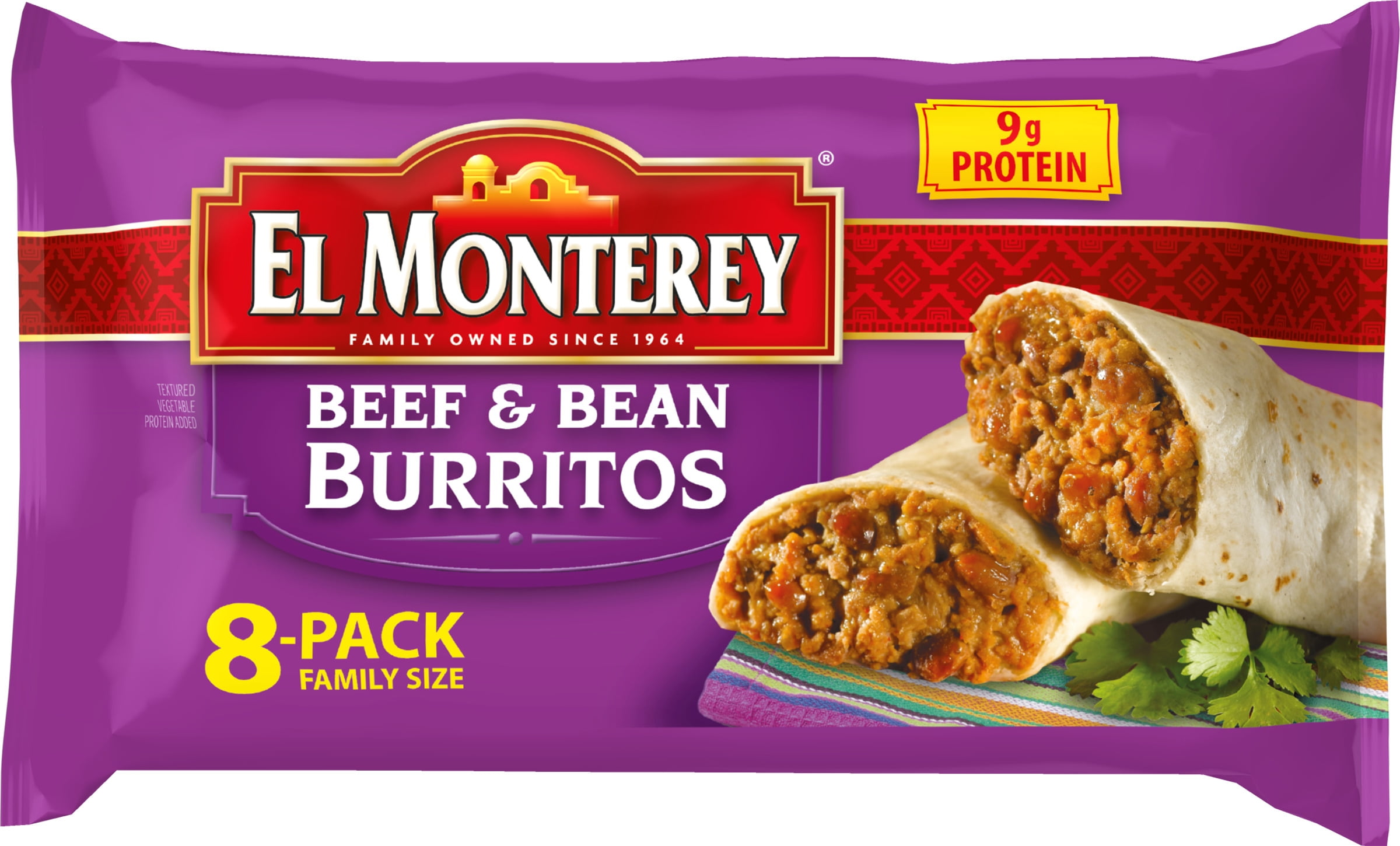 El Monterey Beef & Bean Burritos, 8 Pack Family Size
