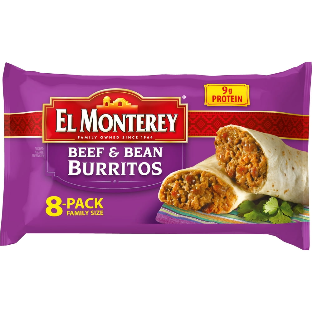 El Monterey Beef & Bean Burritos, 8 Pack Family Size