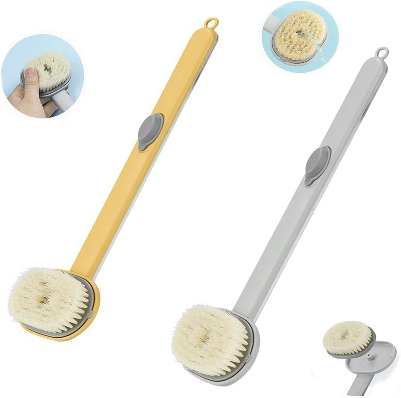 Long Handle Bath Massage Cleaning Brush with Soap Dispenser, Back Brush