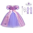 thumbnail image 1 of Déguisement de Princesse pour Fille Fête d'Anniversaire Cosplay Raiponce Robe Violette avec Accessoires, 1 of 7