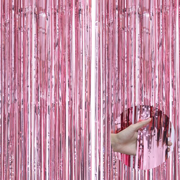 Transemion Rideau de Pluie Rose 2*1 m Rideau à Franges 2 m 6,5 Pi