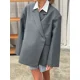 thumbnail image 4 of Traje con abertura lateral para mujer, chaqueta de manga larga con solapa y hebilla oculta, Blazer holgado informal, ropa de abrigo para primavera y otoño, 4 of 5