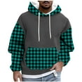 thumbnail image 2 of Mens Big & Tall Hoodies Fleece Lined Sweatshirts Plus Size M-4X Long Sleeve Pullover Plaid Printed Thermal Warm Hoodie Tops with Front Pocket, 2 of 5