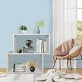 thumbnail image 3 of Gymax 2-tier Wood Bookcase Modern S Shaped Storage Display Rack for Home & Office, 3 of 9