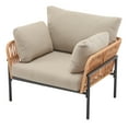 thumbnail image 4 of GDF Studio Modern Outdoor Patio Lounge Chairs, Club Chairs with Rope Accents, Iron Frames, Cushions, Natural+Beige, Set of 2, 4 of 16