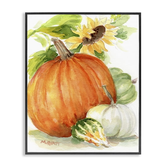 Stupell Industries French Country Pumpkin Sunflower and Gourd Harvest Black Framed Giclee Art, 11 x 14, by Melissa Hyatt