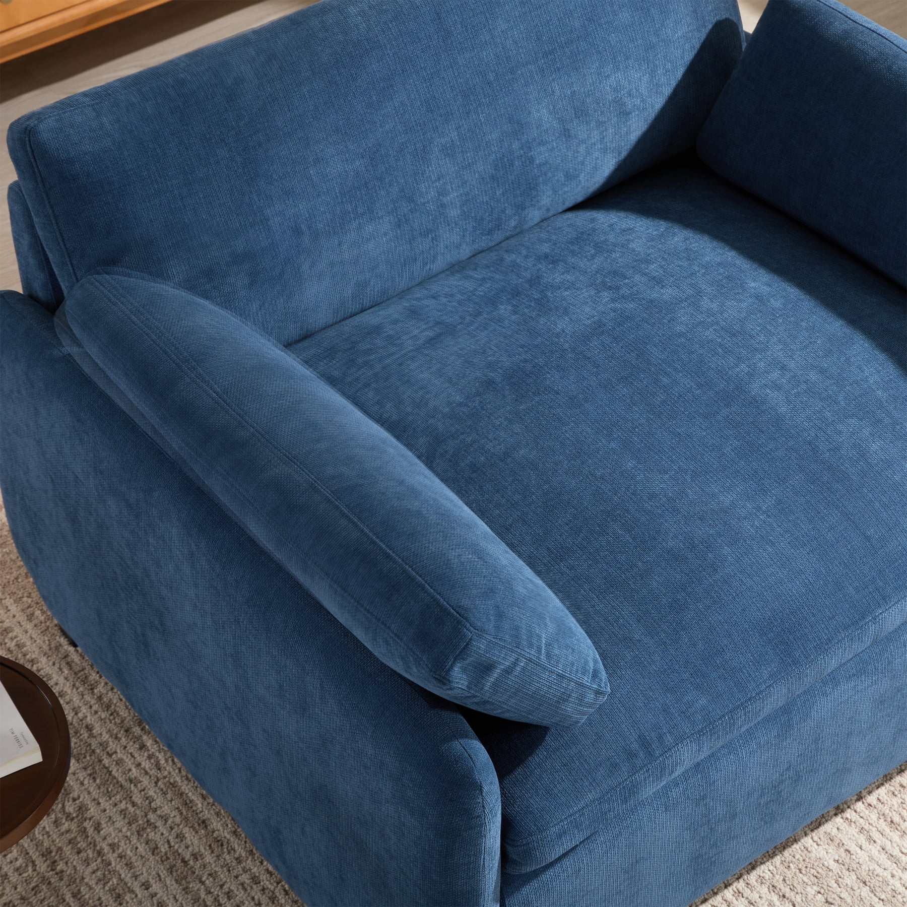 Leumius 50" Oversized Single Sofa Chair, Upholstered Chenille Accent Chair with Wide and Deep Seat, Modern Comfy Armchair,with Pillows for Living Room,Apartment,Bedroom,Blue